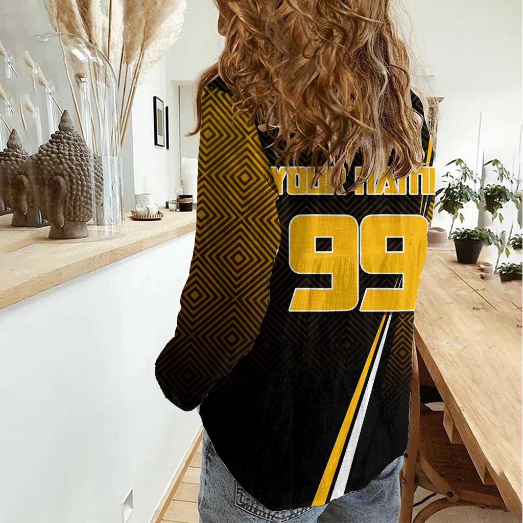 Personalized Noritoshi Kamo Jujutsu Kaisen Women Casual Shirt Anime Soccer Theme with Yellow Geometric Design