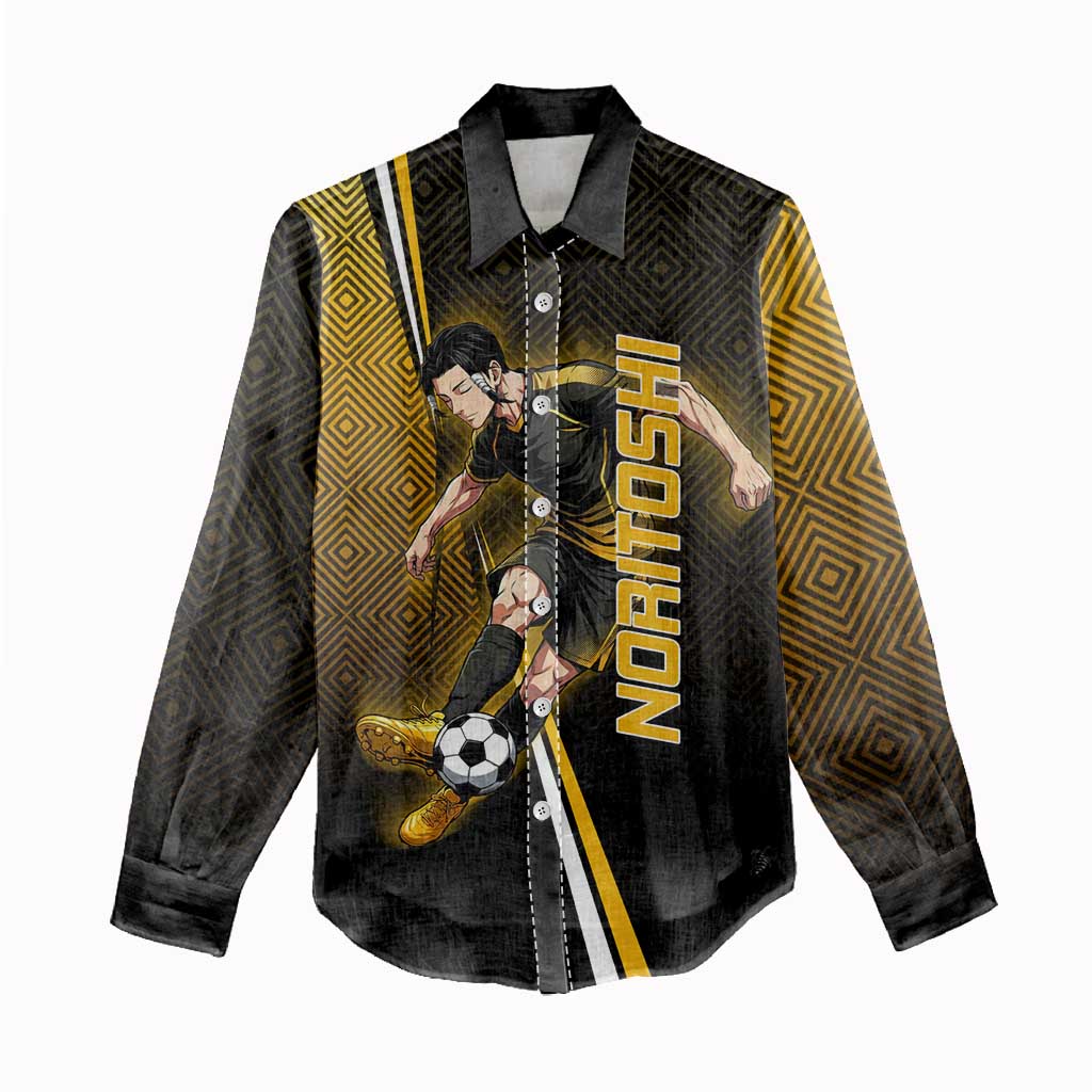 Personalized Noritoshi Kamo Jujutsu Kaisen Women Casual Shirt Anime Soccer Theme with Yellow Geometric Design