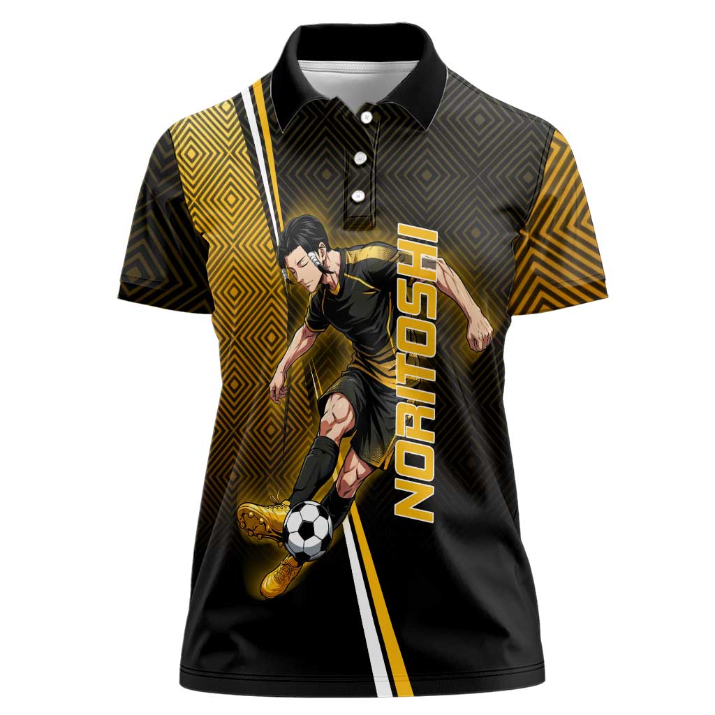 Personalized Noritoshi Kamo Jujutsu Kaisen Women Polo Shirt Anime Soccer Theme with Yellow Geometric Design