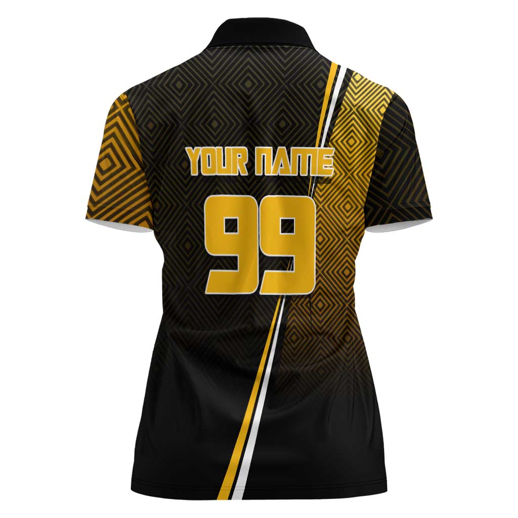 Personalized Noritoshi Kamo Jujutsu Kaisen Women Polo Shirt Anime Soccer Theme with Yellow Geometric Design