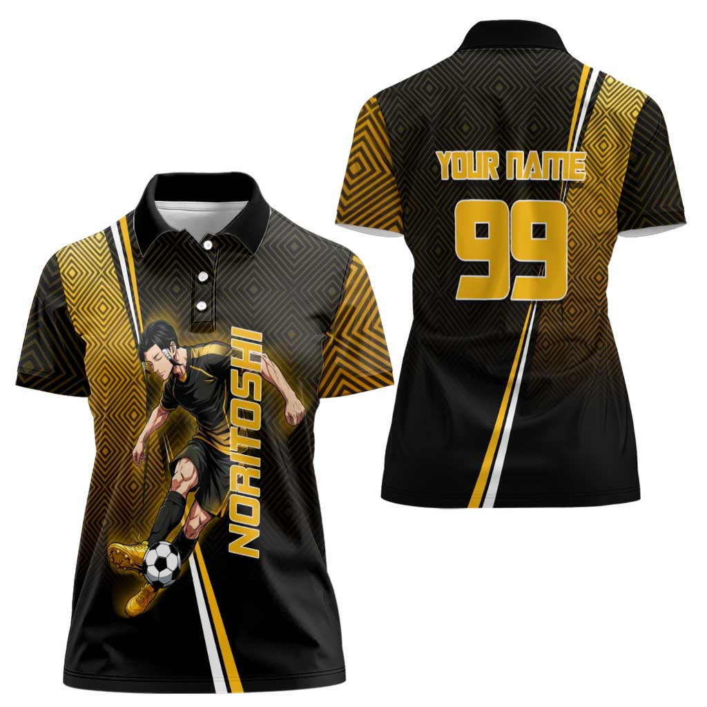 Personalized Noritoshi Kamo Jujutsu Kaisen Women Polo Shirt Anime Soccer Theme with Yellow Geometric Design
