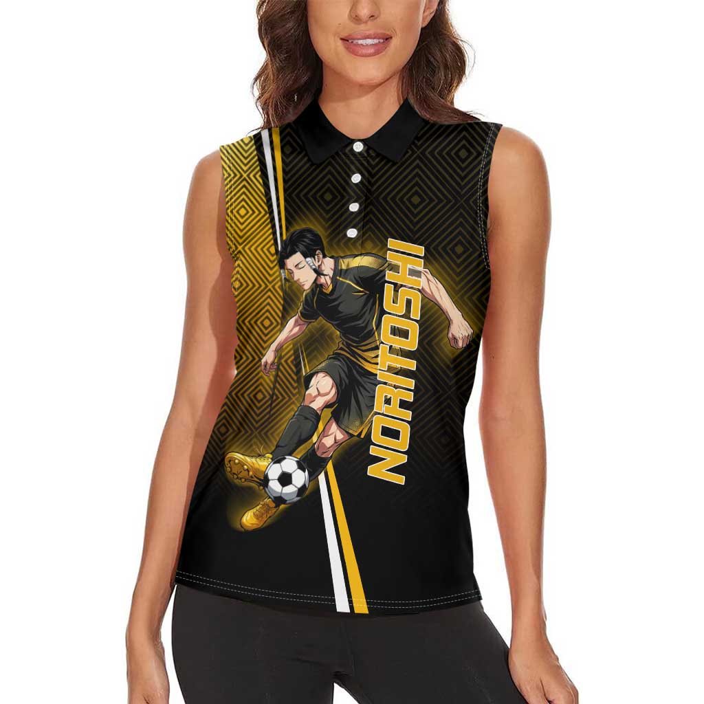 Personalized Noritoshi Kamo Jujutsu Kaisen Women Sleeveless Polo Shirt Anime Soccer Theme with Yellow Geometric Design