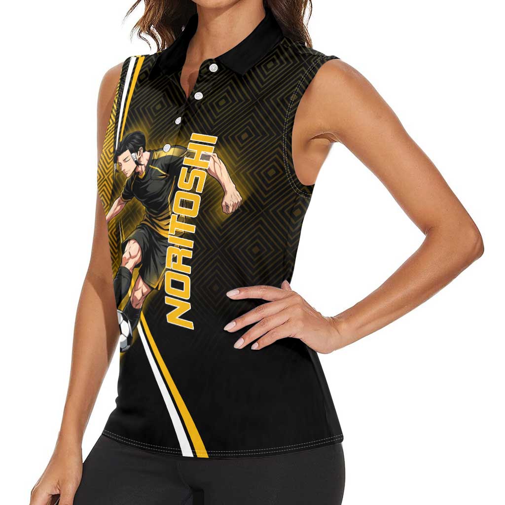 Personalized Noritoshi Kamo Jujutsu Kaisen Women Sleeveless Polo Shirt Anime Soccer Theme with Yellow Geometric Design