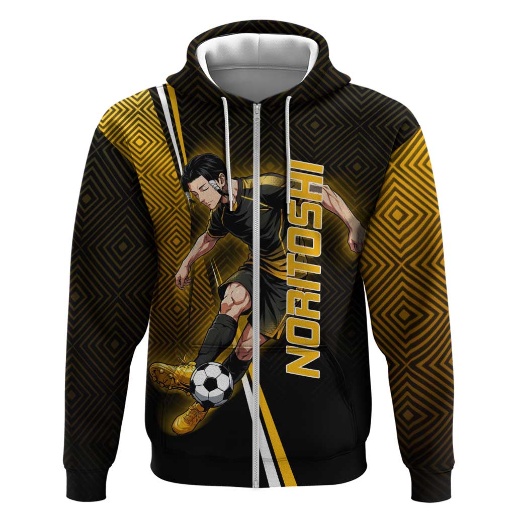 Personalized Noritoshi Kamo Jujutsu Kaisen Zip Hoodie Anime Soccer Theme with Yellow Geometric Design