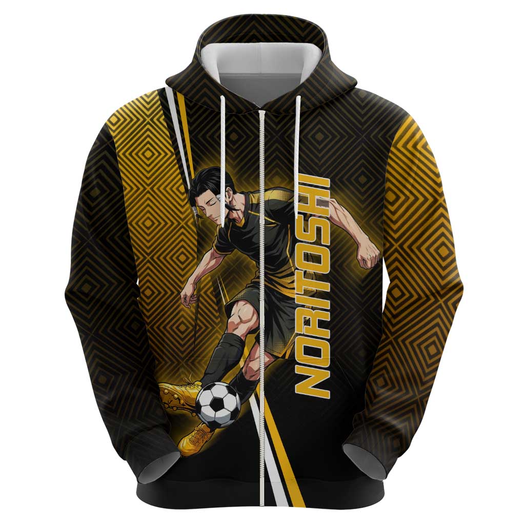 Personalized Noritoshi Kamo Jujutsu Kaisen Zip Hoodie Anime Soccer Theme with Yellow Geometric Design
