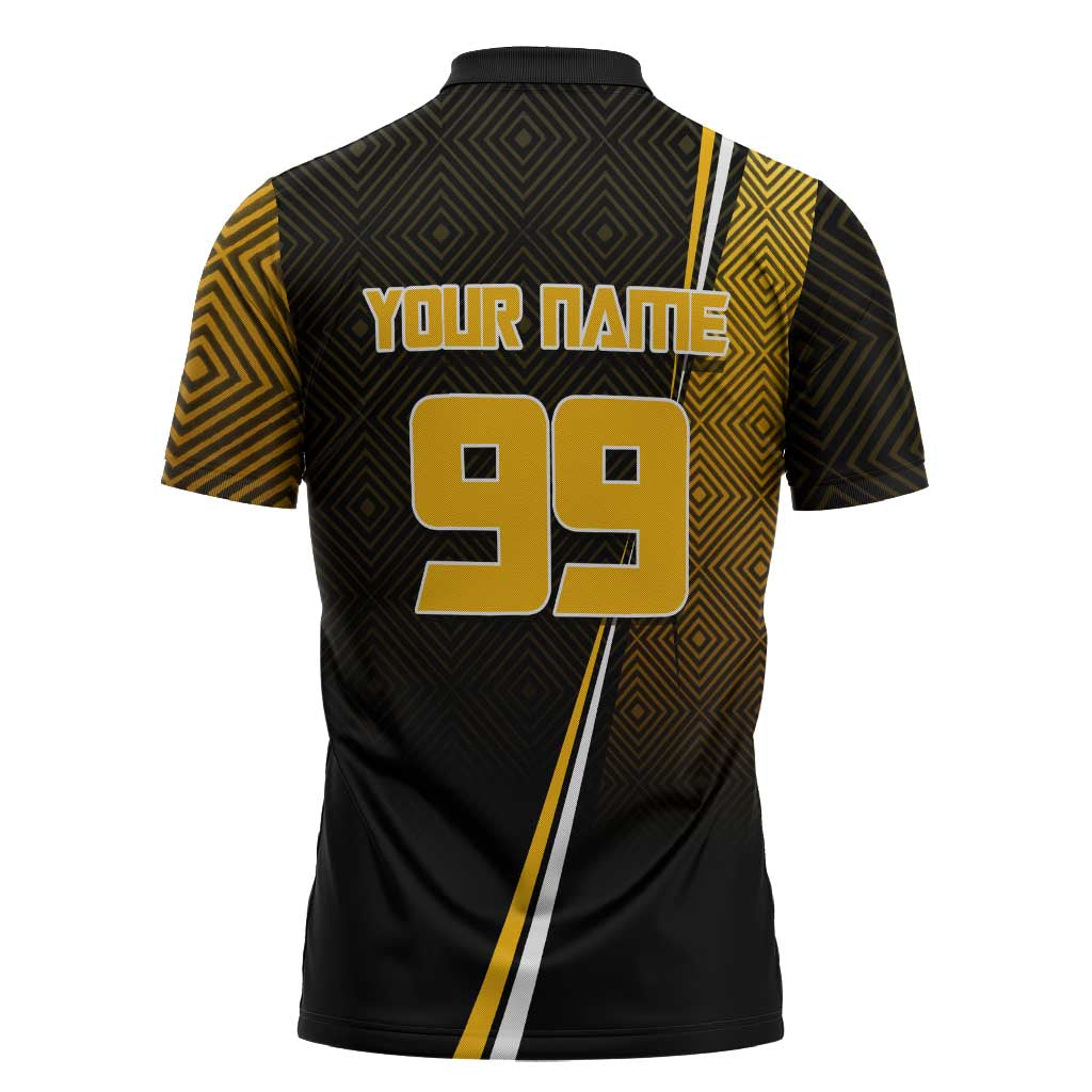 Personalized Noritoshi Kamo Jujutsu Kaisen Zipper Polo Shirt Anime Soccer Theme with Yellow Geometric Design