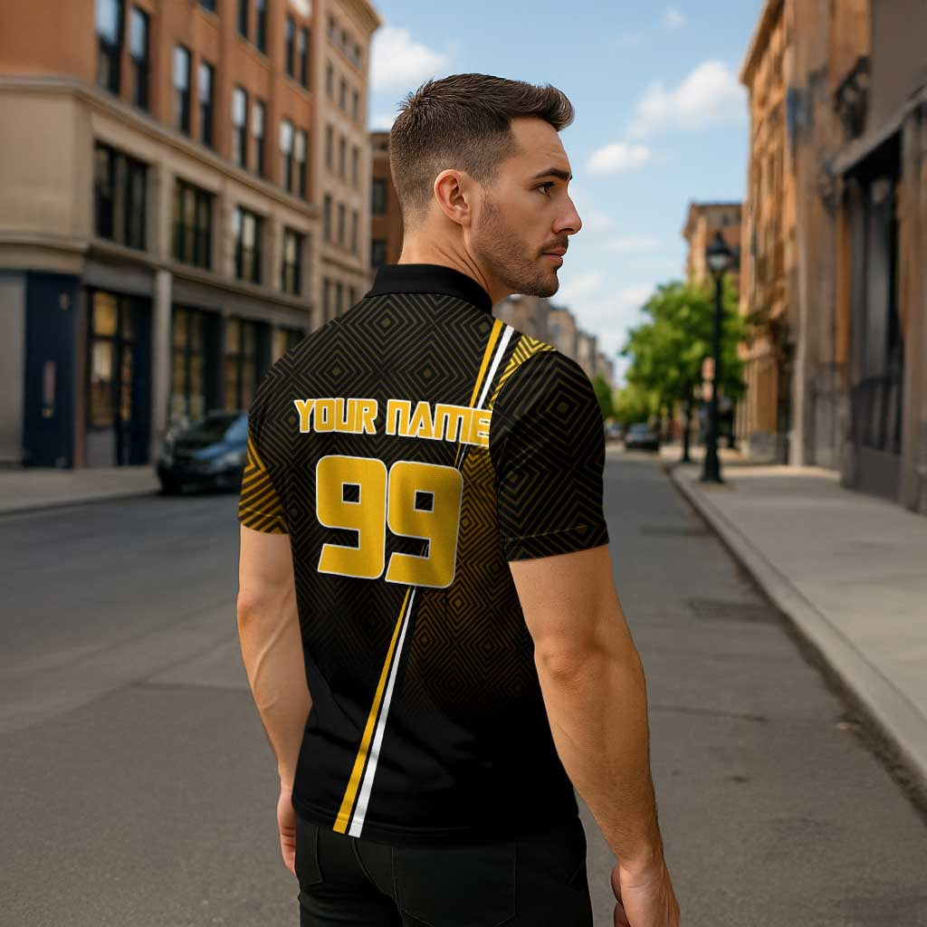 Personalized Noritoshi Kamo Jujutsu Kaisen Zipper Polo Shirt Anime Soccer Theme with Yellow Geometric Design
