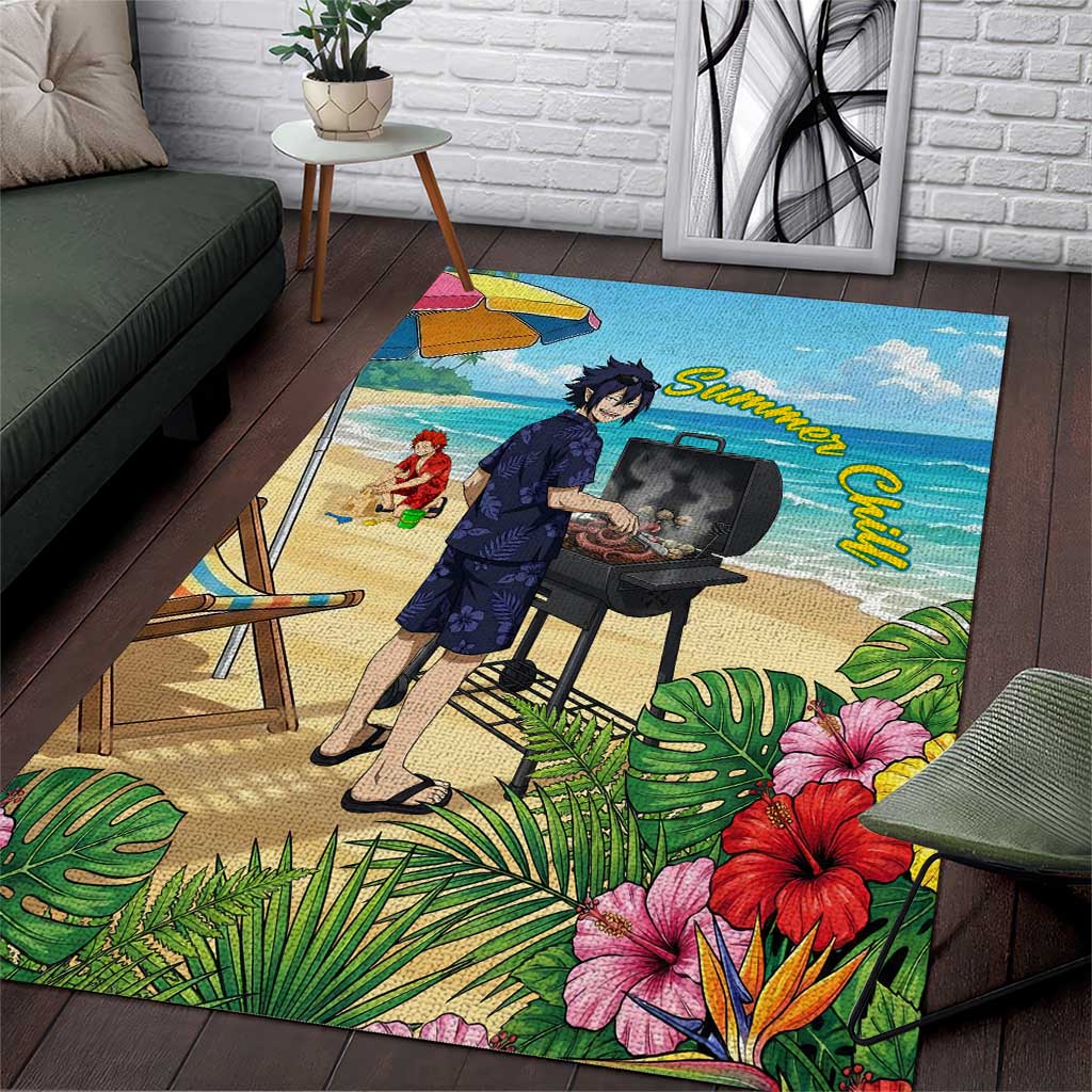 Tamaki Amajiki Summer Chill Area Rug Tropical Anime Beach Scene