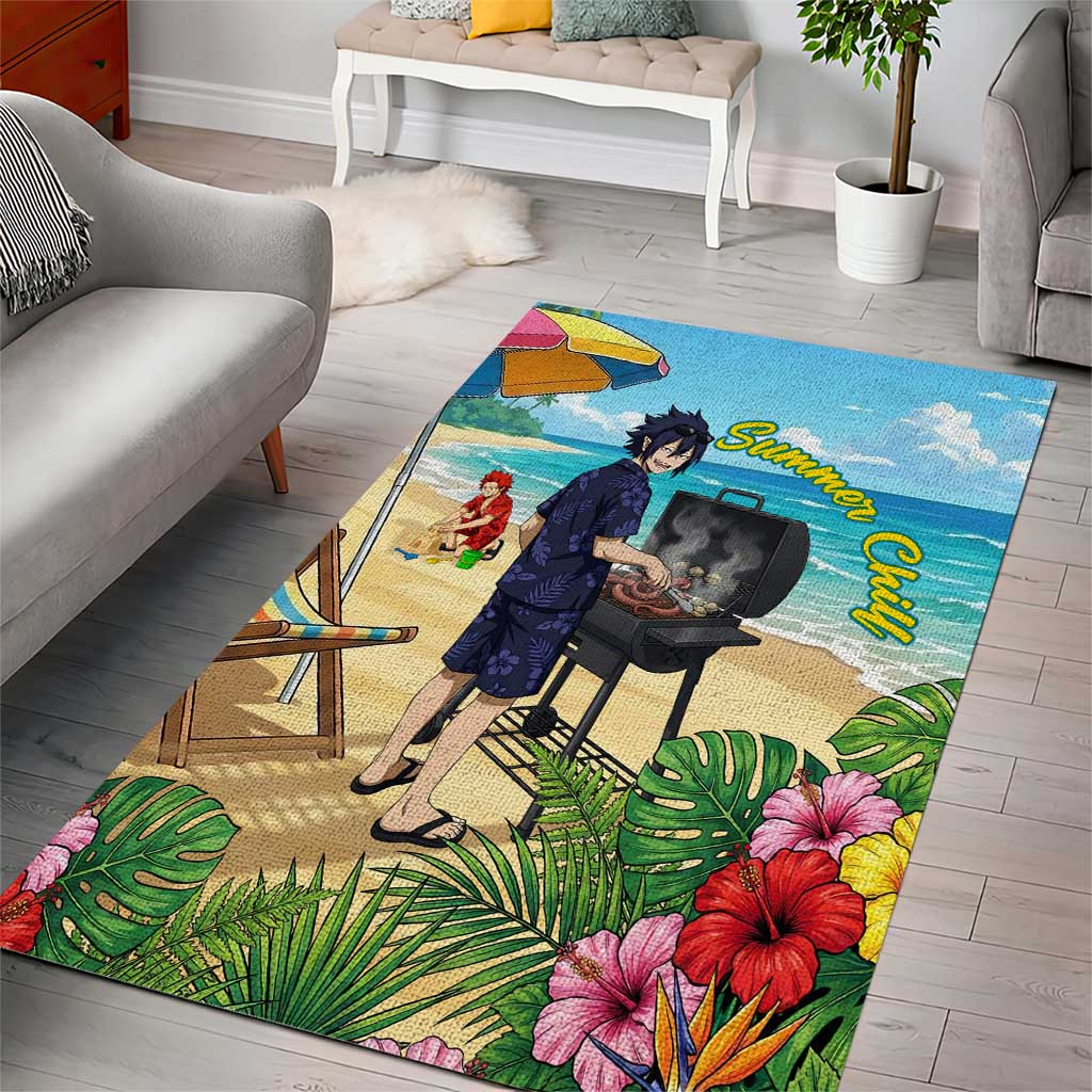 Tamaki Amajiki Summer Chill Area Rug Tropical Anime Beach Scene