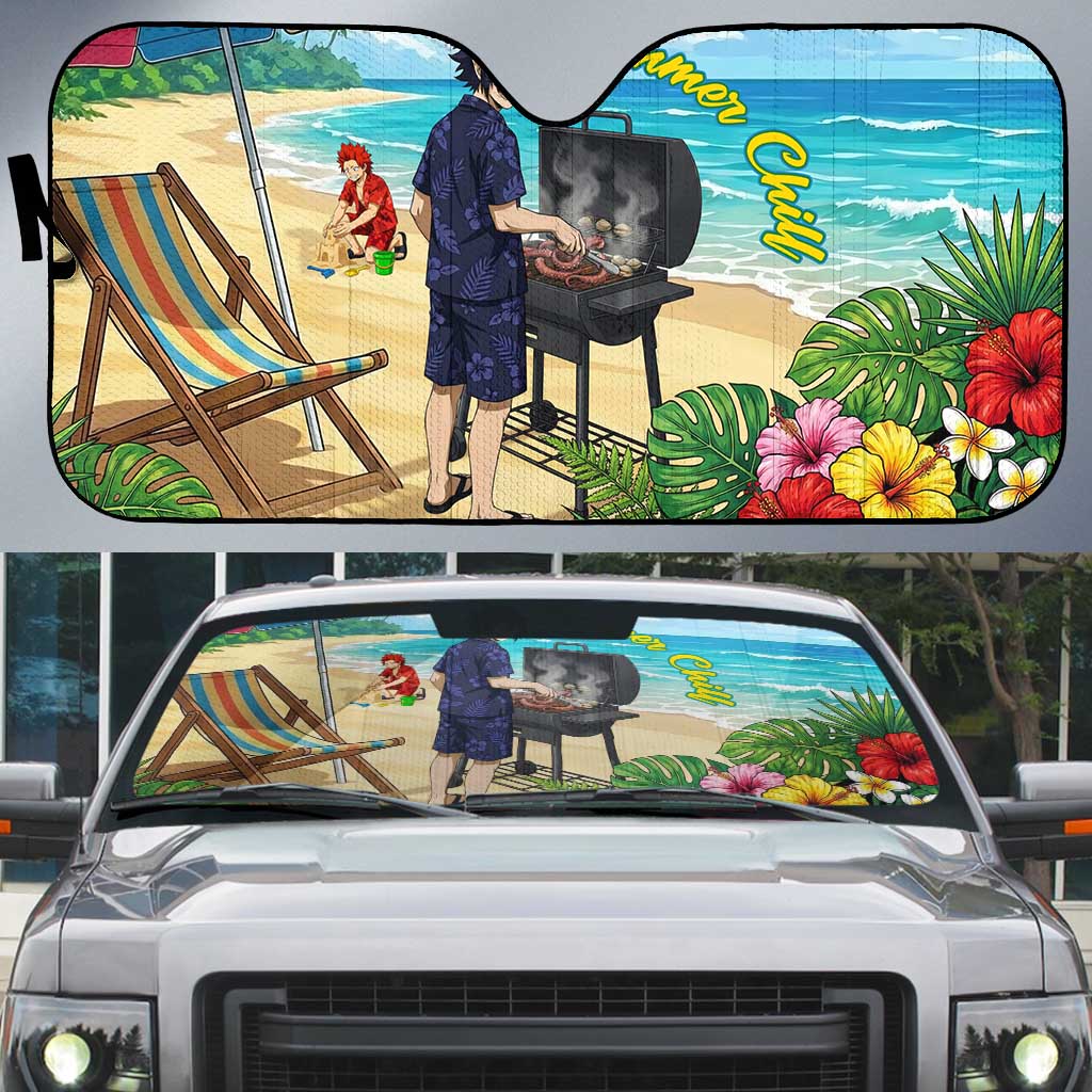 Tamaki Amajiki Summer Chill Auto Sun Shade Tropical Anime Beach Scene