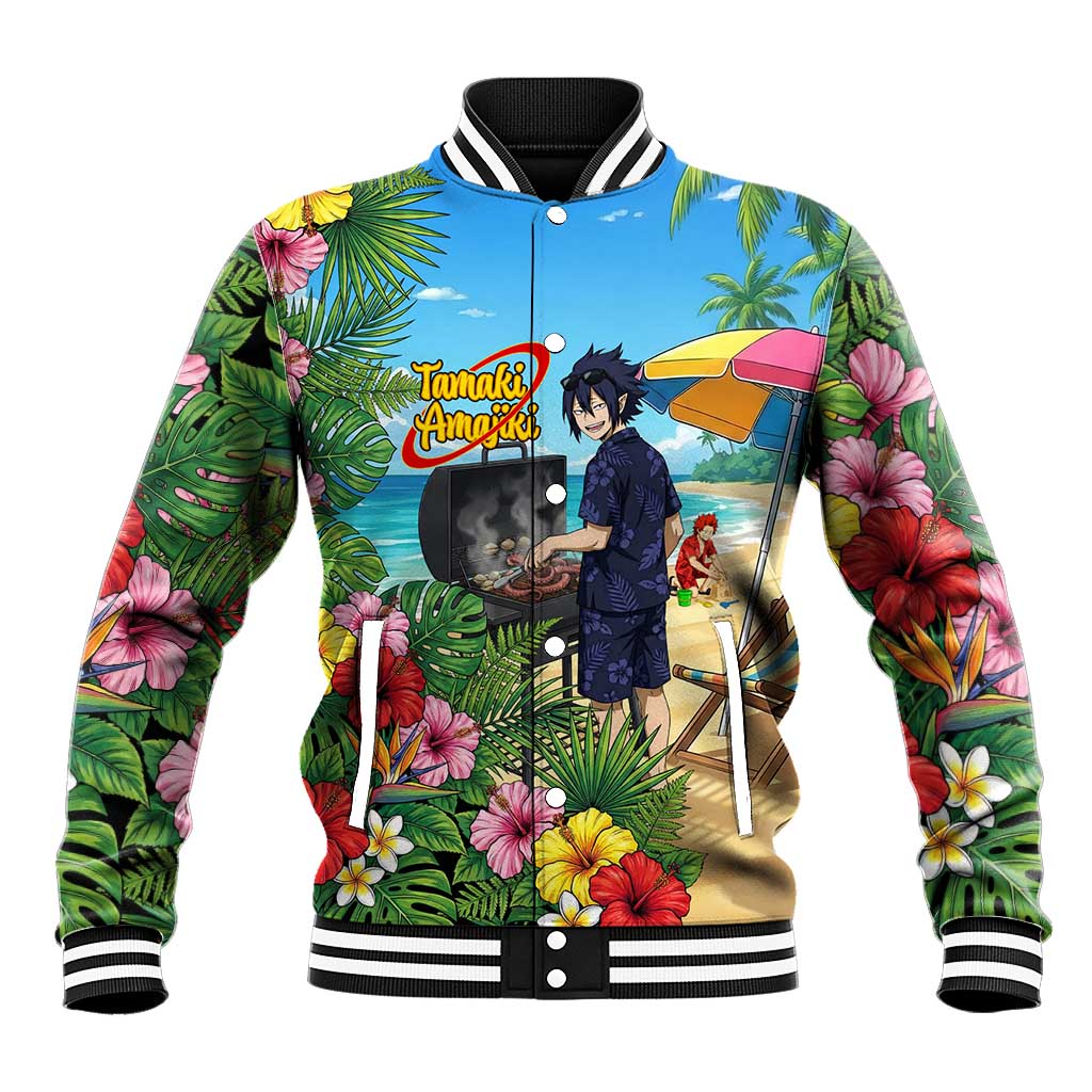 Tamaki Amajiki Summer Chill Baseball Jacket Tropical Anime Beach Scene