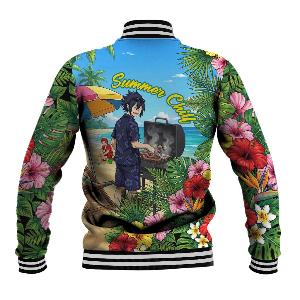Tamaki Amajiki Summer Chill Baseball Jacket Tropical Anime Beach Scene