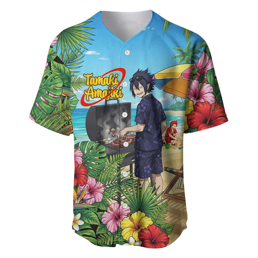 Tamaki Amajiki Summer Chill Baseball Jersey Tropical Anime Beach Scene