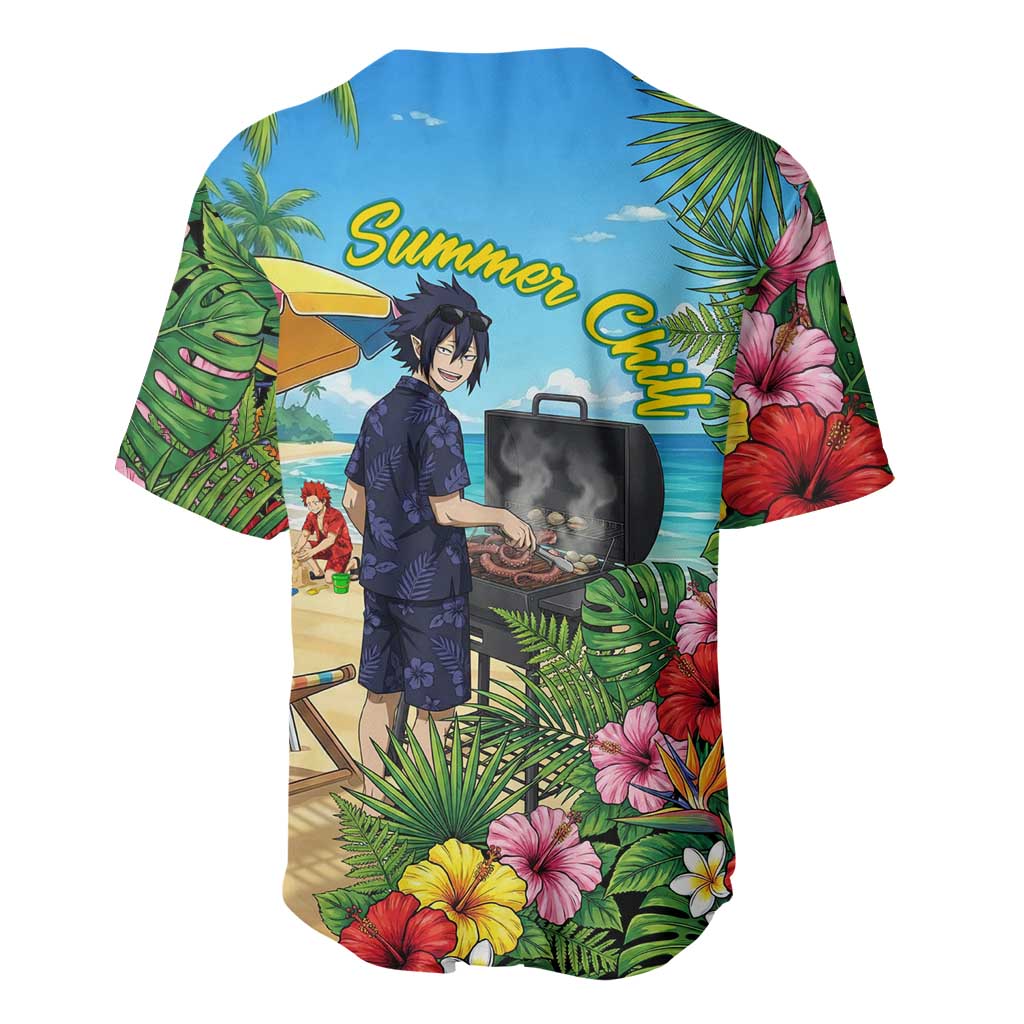 Tamaki Amajiki Summer Chill Baseball Jersey Tropical Anime Beach Scene