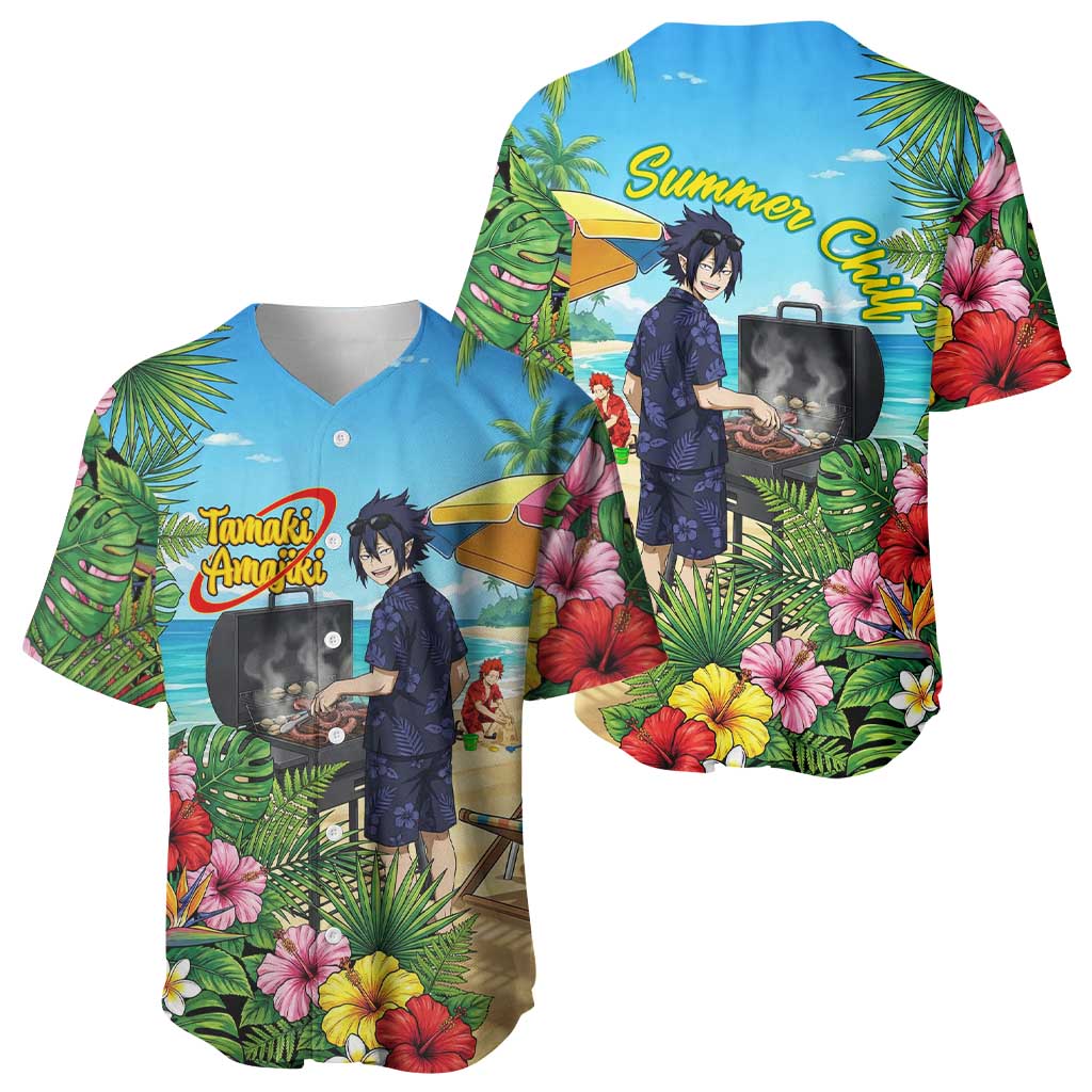Tamaki Amajiki Summer Chill Baseball Jersey Tropical Anime Beach Scene