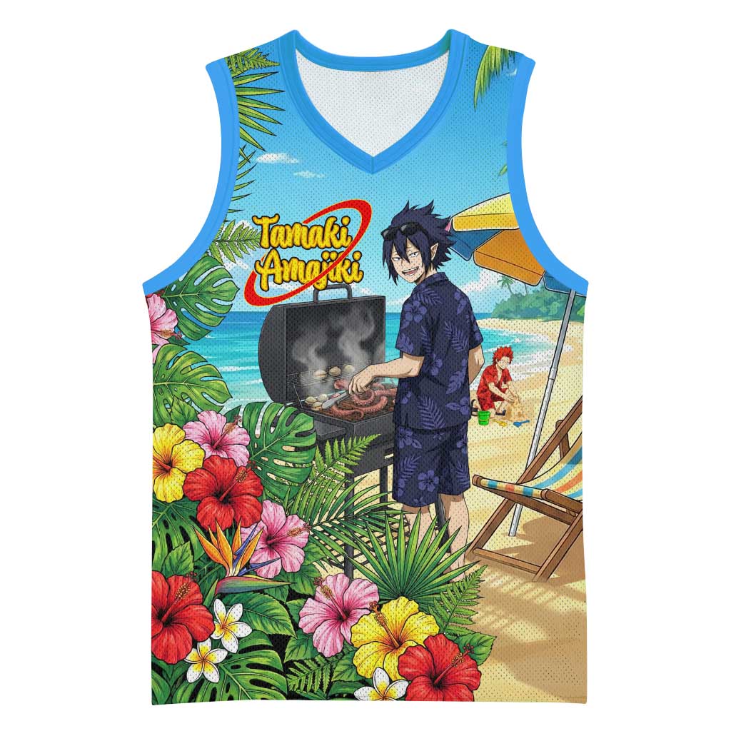 Tamaki Amajiki Summer Chill Basketball Jersey Tropical Anime Beach Scene