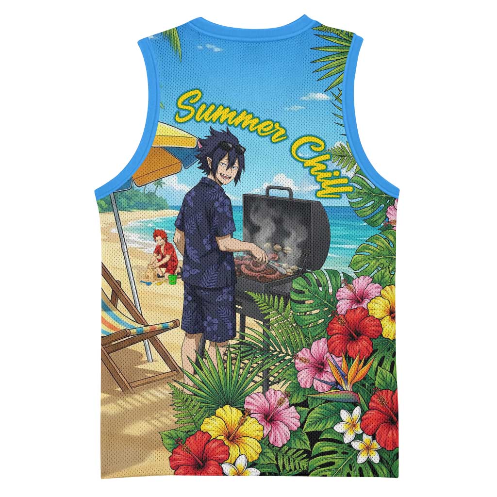 Tamaki Amajiki Summer Chill Basketball Jersey Tropical Anime Beach Scene