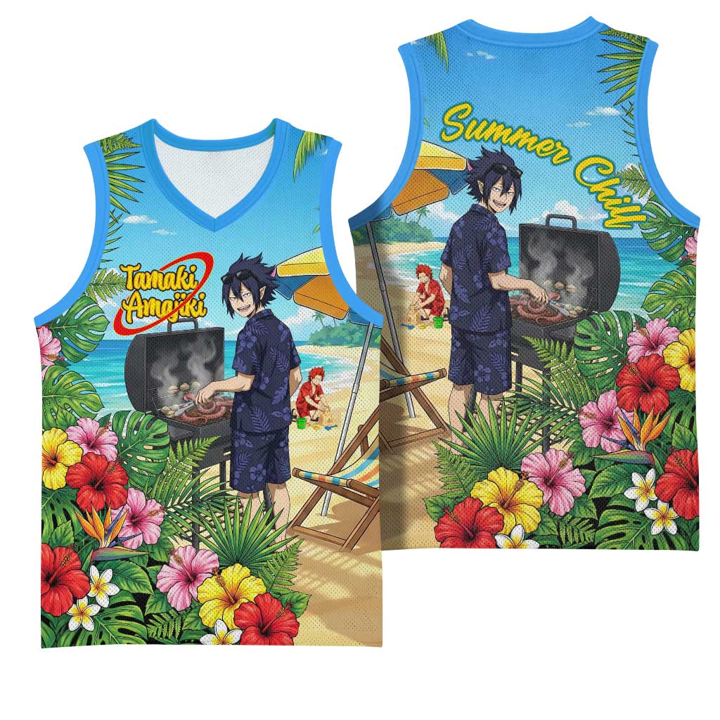 Tamaki Amajiki Summer Chill Basketball Jersey Tropical Anime Beach Scene