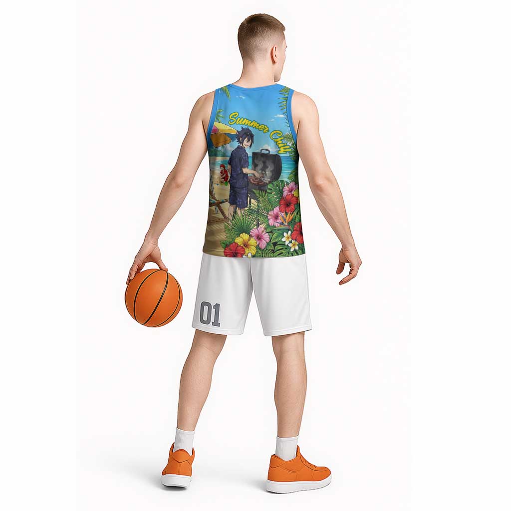 Tamaki Amajiki Summer Chill Basketball Jersey Tropical Anime Beach Scene