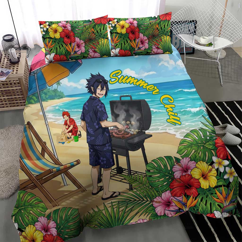 Tamaki Amajiki Summer Chill Bedding Set Tropical Anime Beach Scene