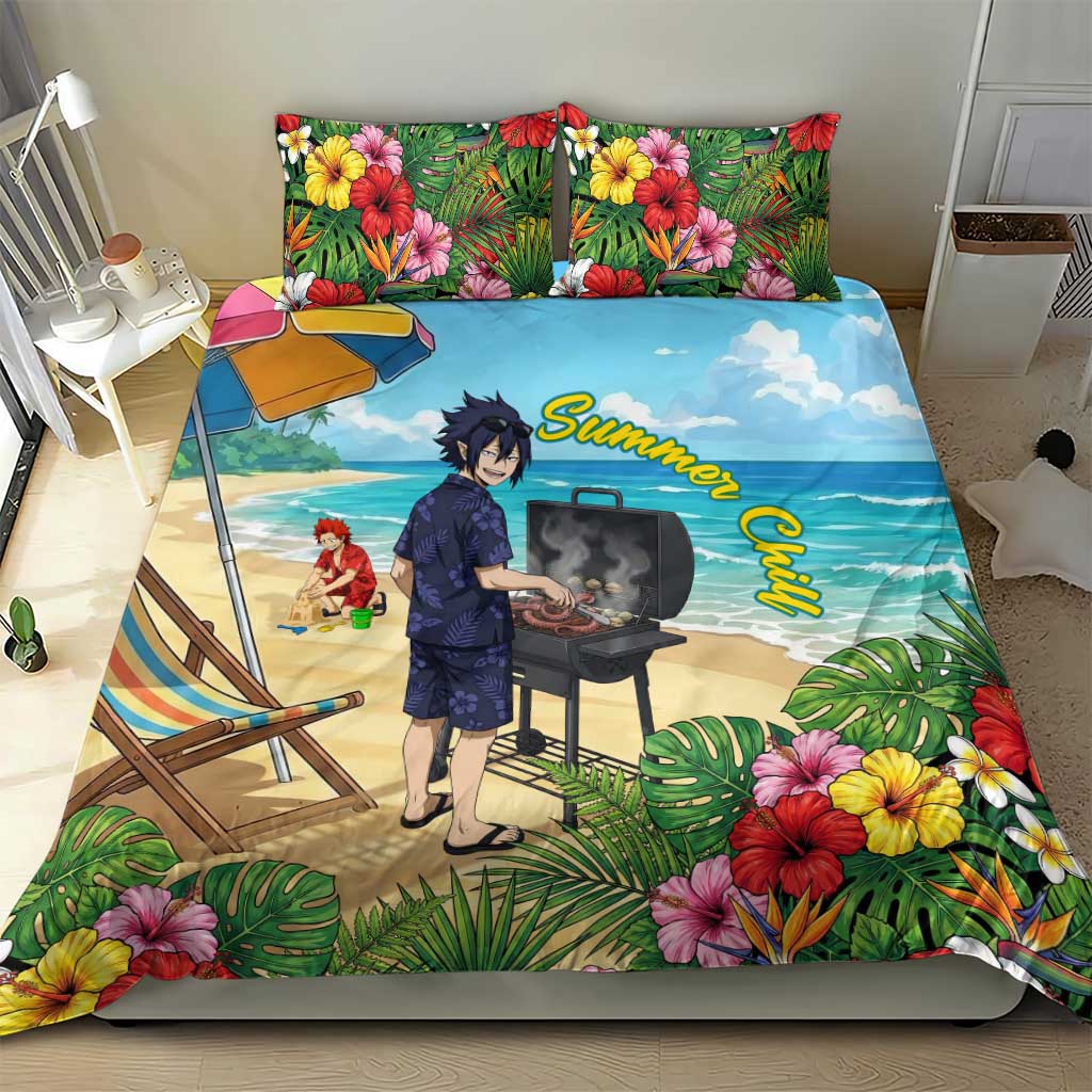 Tamaki Amajiki Summer Chill Bedding Set Tropical Anime Beach Scene