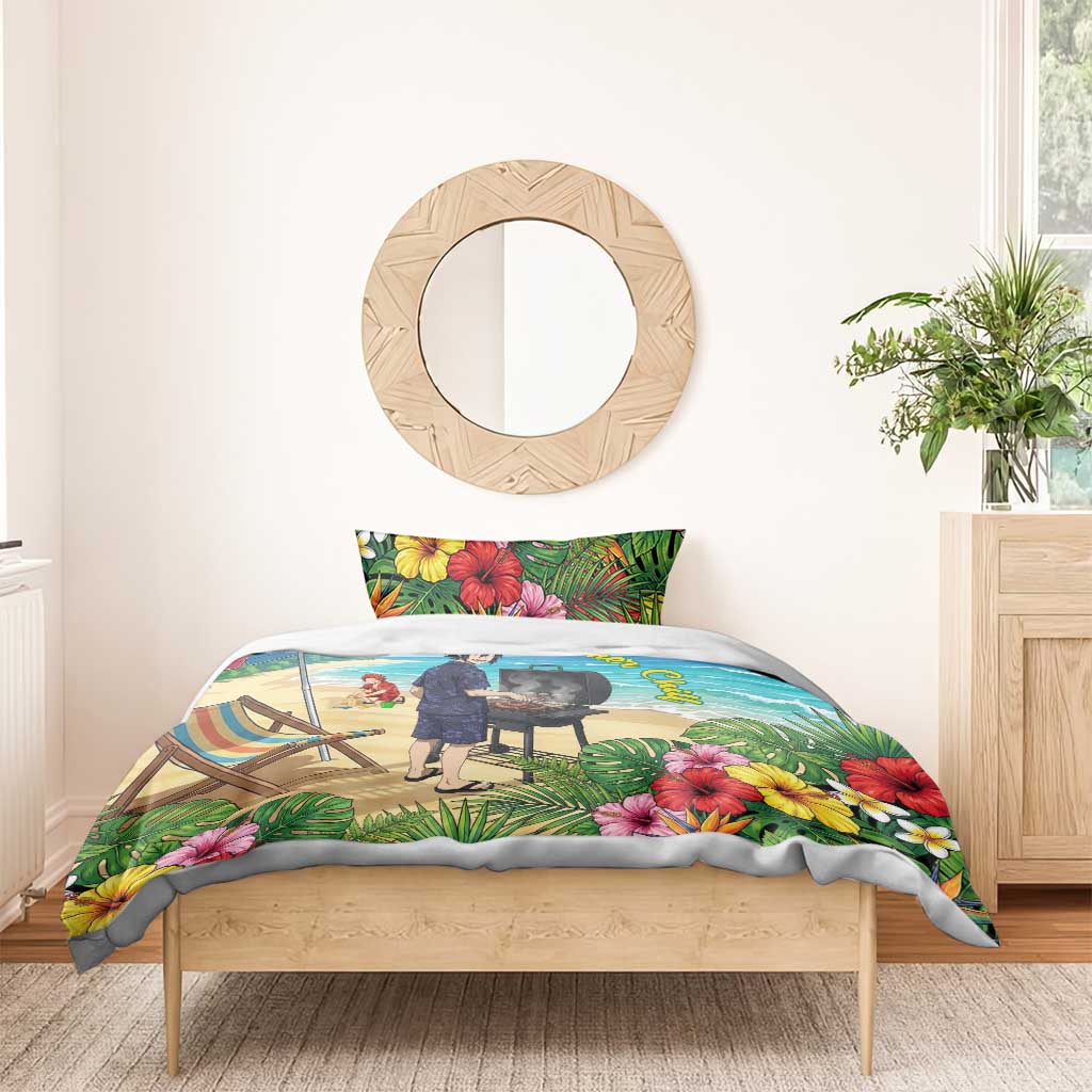 Tamaki Amajiki Summer Chill Bedding Set Tropical Anime Beach Scene