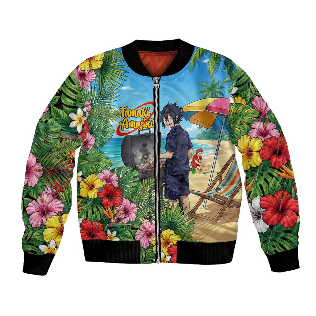 Tamaki Amajiki Summer Chill Bomber Jacket Tropical Anime Beach Scene
