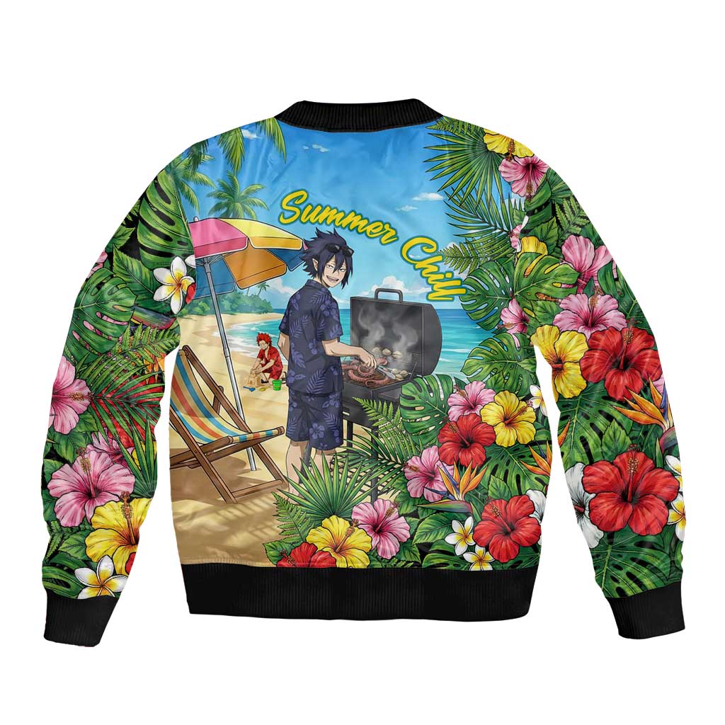 Tamaki Amajiki Summer Chill Bomber Jacket Tropical Anime Beach Scene