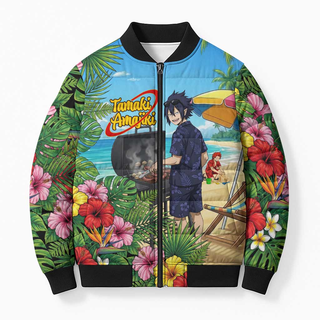 Tamaki Amajiki Summer Chill Bomber Puffer Jacket Tropical Anime Beach Scene