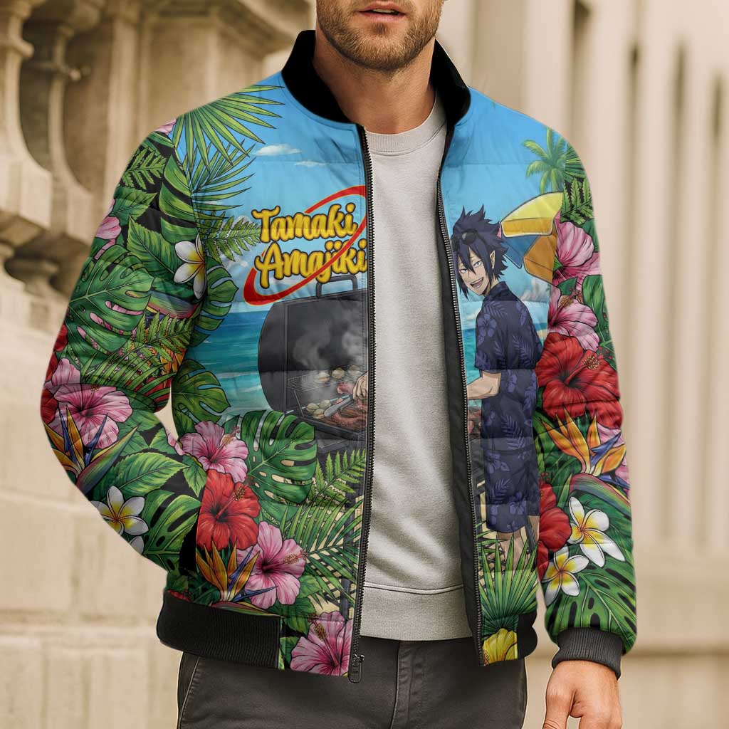 Tamaki Amajiki Summer Chill Bomber Puffer Jacket Tropical Anime Beach Scene