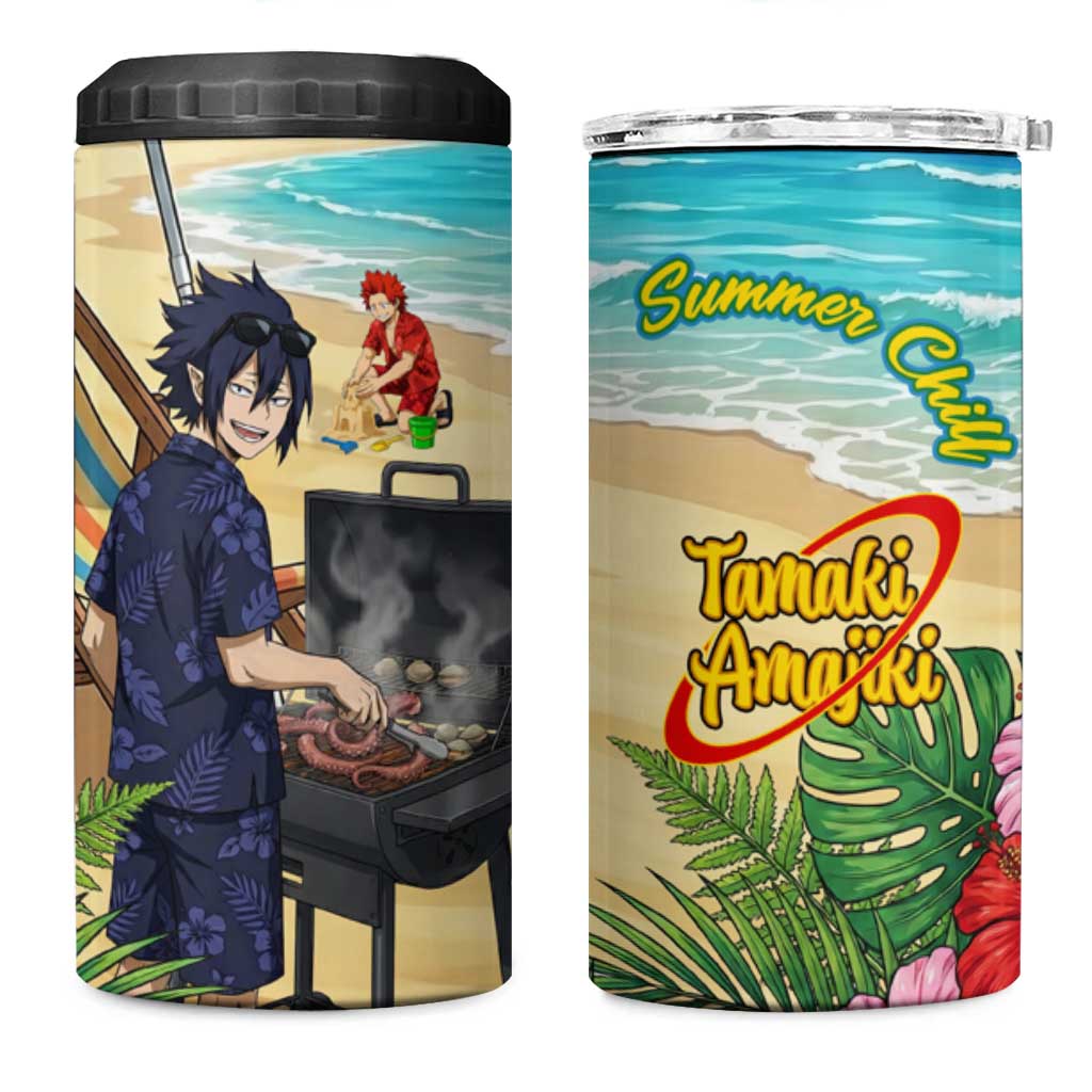 Tamaki Amajiki Summer Chill 4 in 1 Can Cooler Tumbler Tropical Anime Beach Scene