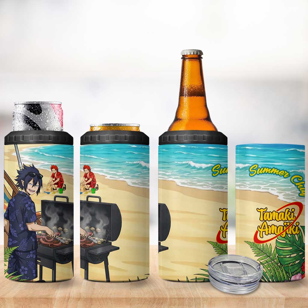 Tamaki Amajiki Summer Chill 4 in 1 Can Cooler Tumbler Tropical Anime Beach Scene