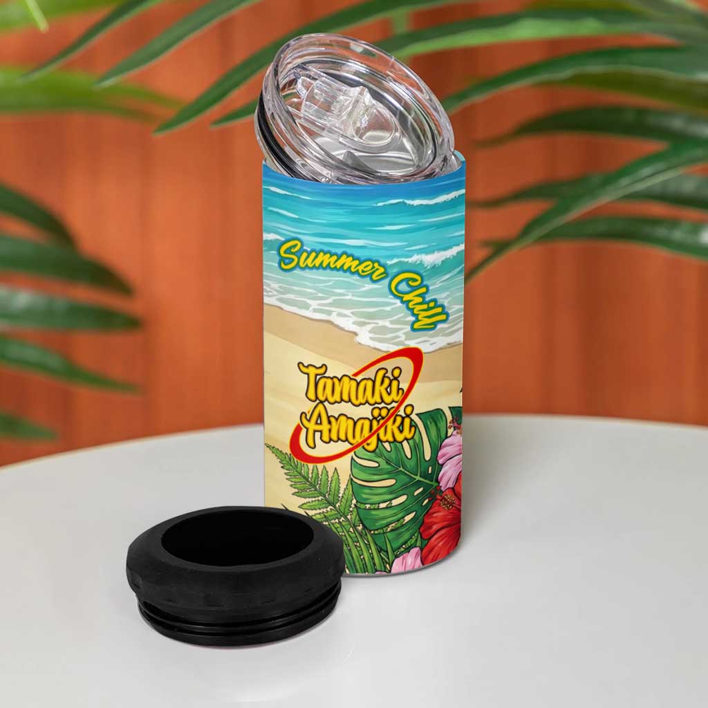 Tamaki Amajiki Summer Chill 4 in 1 Can Cooler Tumbler Tropical Anime Beach Scene