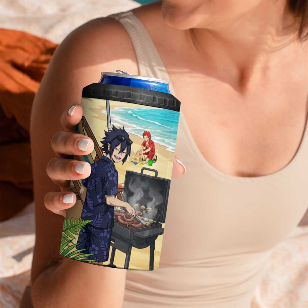 Tamaki Amajiki Summer Chill 4 in 1 Can Cooler Tumbler Tropical Anime Beach Scene