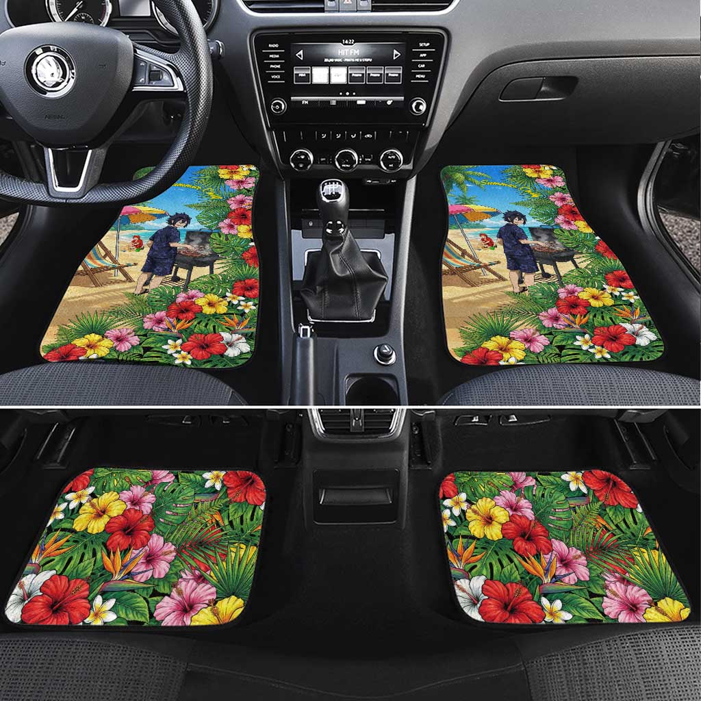 Tamaki Amajiki Summer Chill Car Mats Tropical Anime Beach Scene