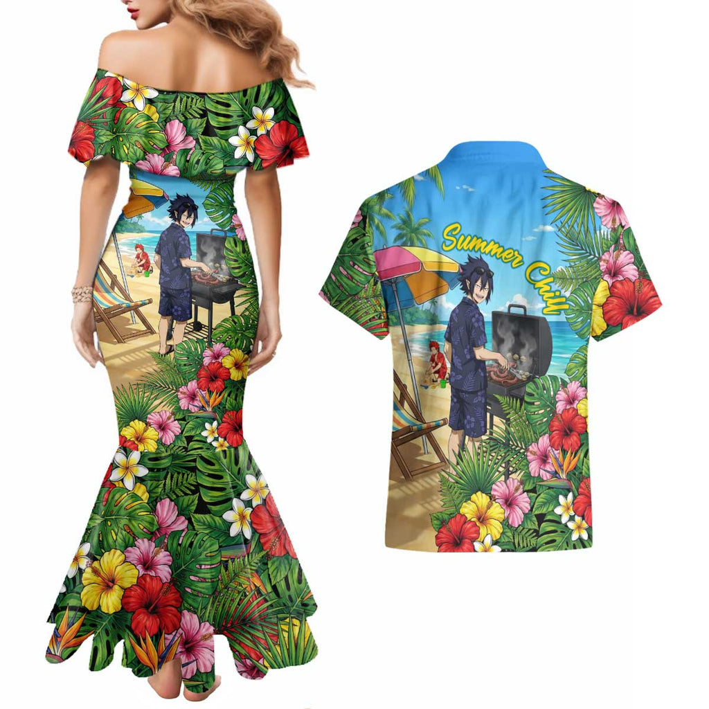 Tamaki Amajiki Summer Chill Couples Matching Mermaid Dress and Hawaiian Shirt Tropical Anime Beach Scene