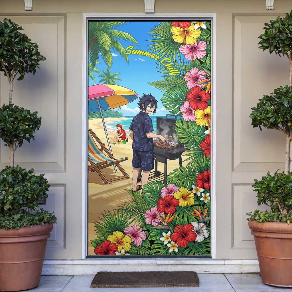 Tamaki Amajiki Summer Chill Door Cover Tropical Anime Beach Scene