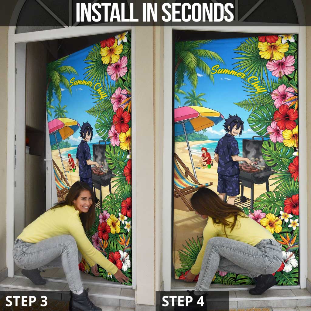 Tamaki Amajiki Summer Chill Door Cover Tropical Anime Beach Scene