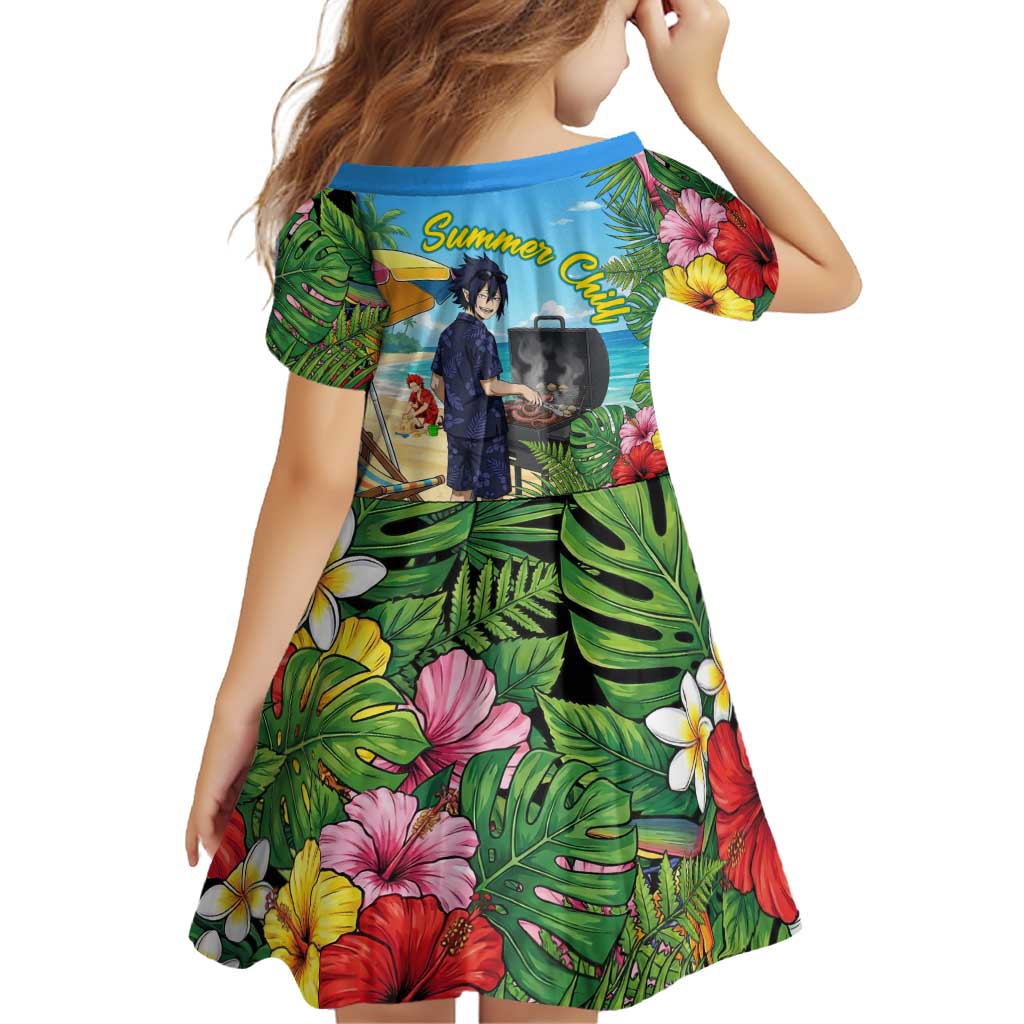 Tamaki Amajiki Summer Chill Family Matching Summer Maxi Dress and Hawaiian Shirt Tropical Anime Beach Scene