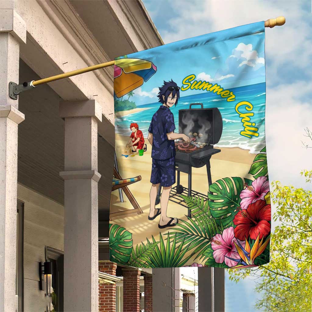 Tamaki Amajiki Summer Chill Garden Flag Tropical Anime Beach Scene