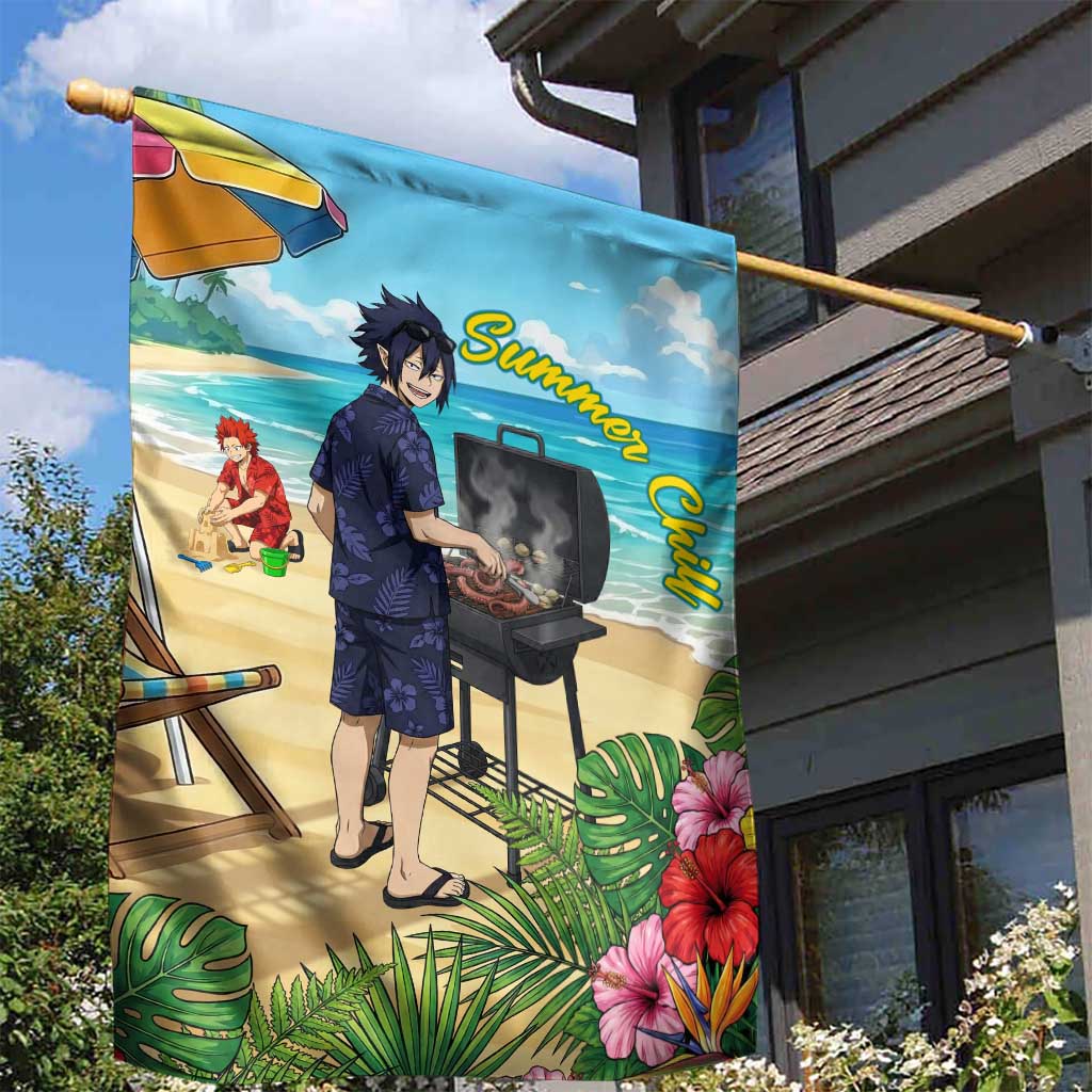 Tamaki Amajiki Summer Chill Garden Flag Tropical Anime Beach Scene