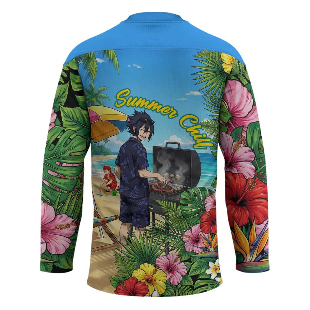 Tamaki Amajiki Summer Chill Hockey Jersey Tropical Anime Beach Scene