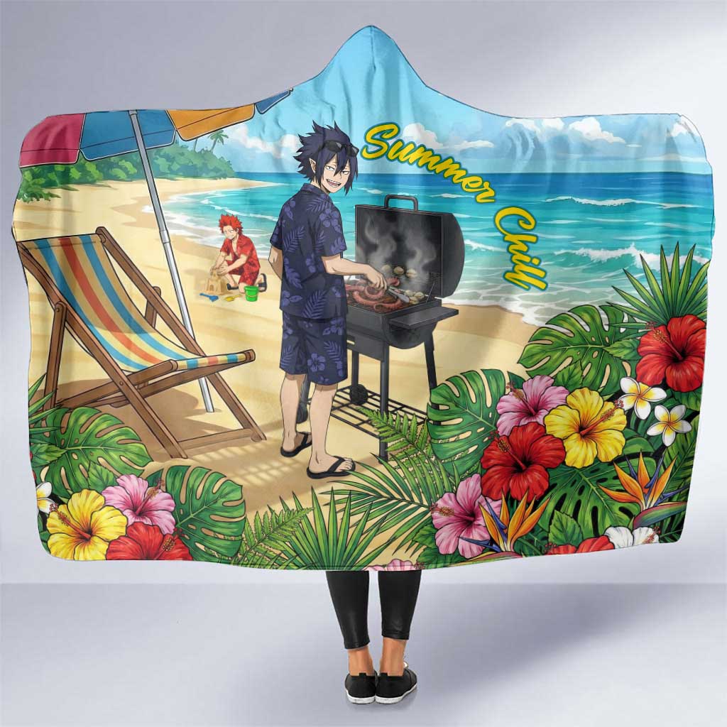 Tamaki Amajiki Summer Chill Hooded Blanket Tropical Anime Beach Scene