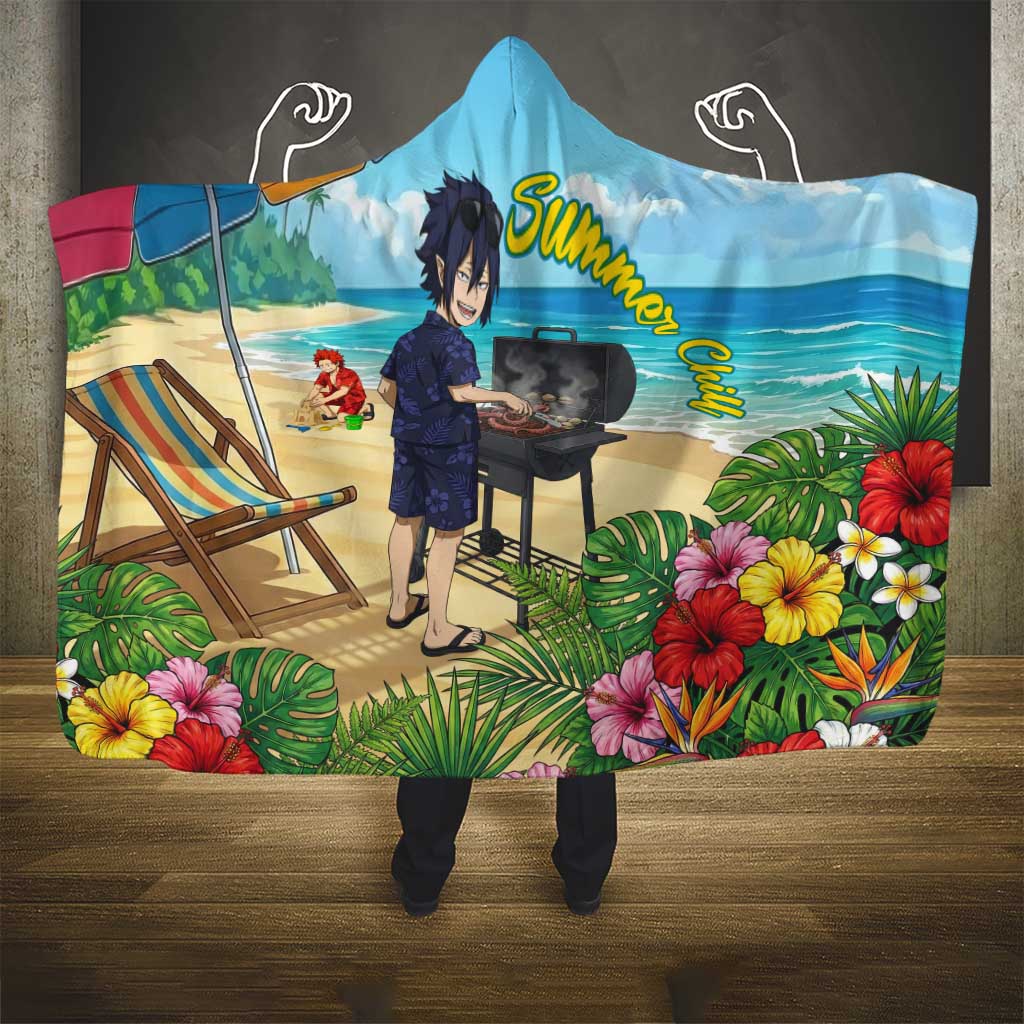 Tamaki Amajiki Summer Chill Hooded Blanket Tropical Anime Beach Scene