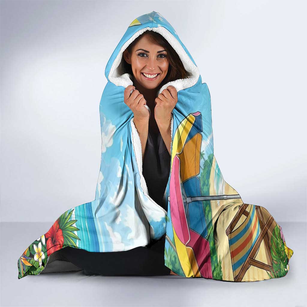 Tamaki Amajiki Summer Chill Hooded Blanket Tropical Anime Beach Scene