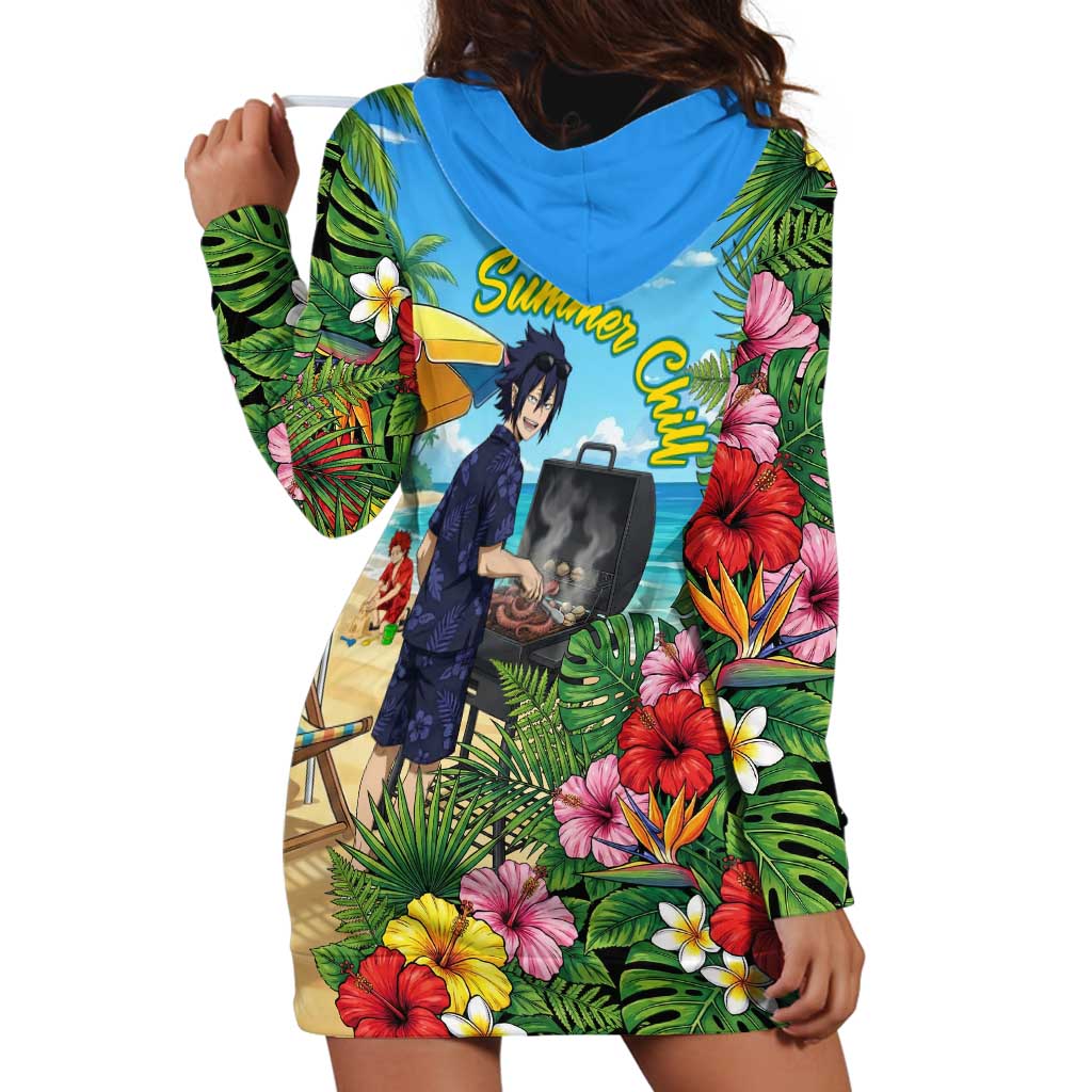 Tamaki Amajiki Summer Chill Hoodie Dress Tropical Anime Beach Scene