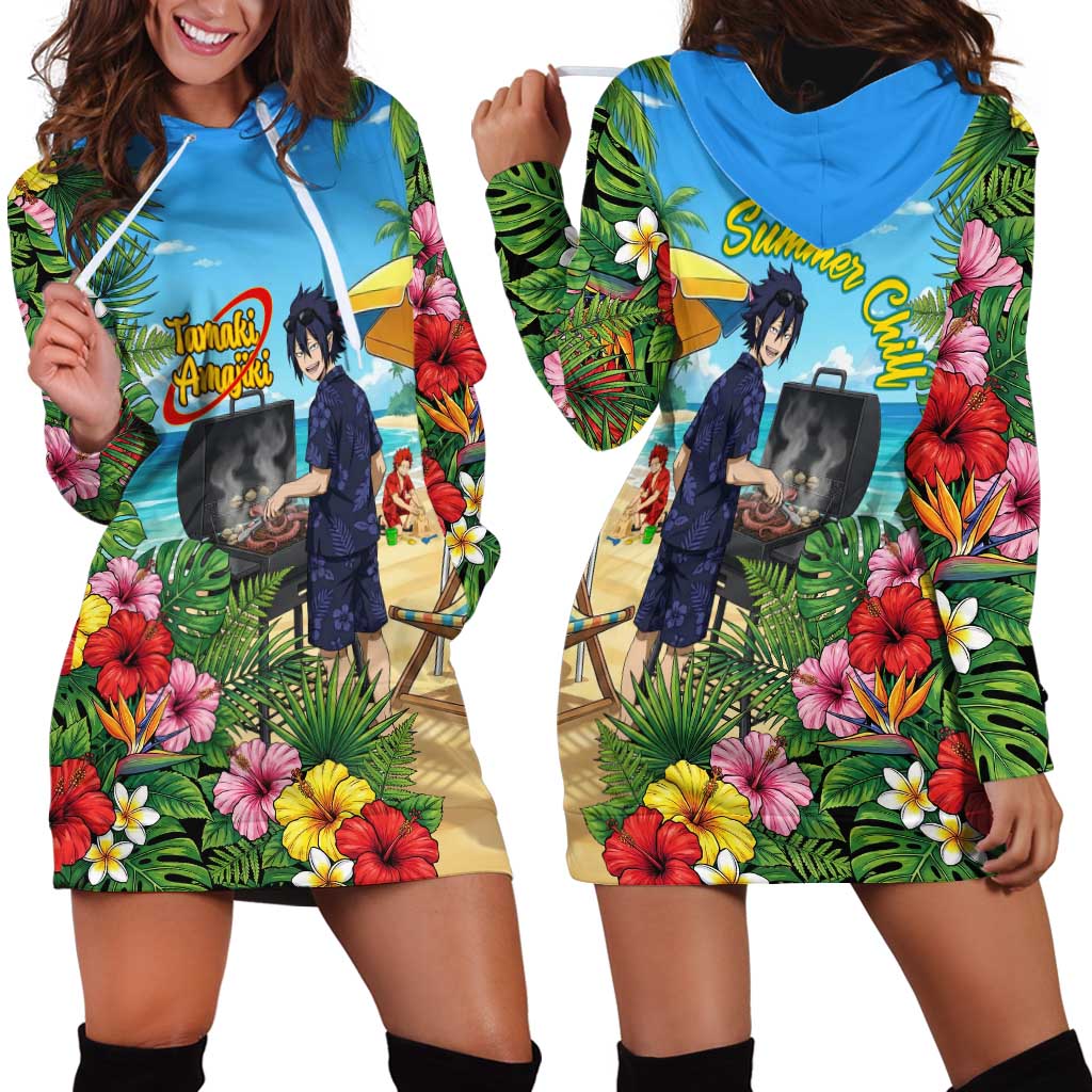 Tamaki Amajiki Summer Chill Hoodie Dress Tropical Anime Beach Scene