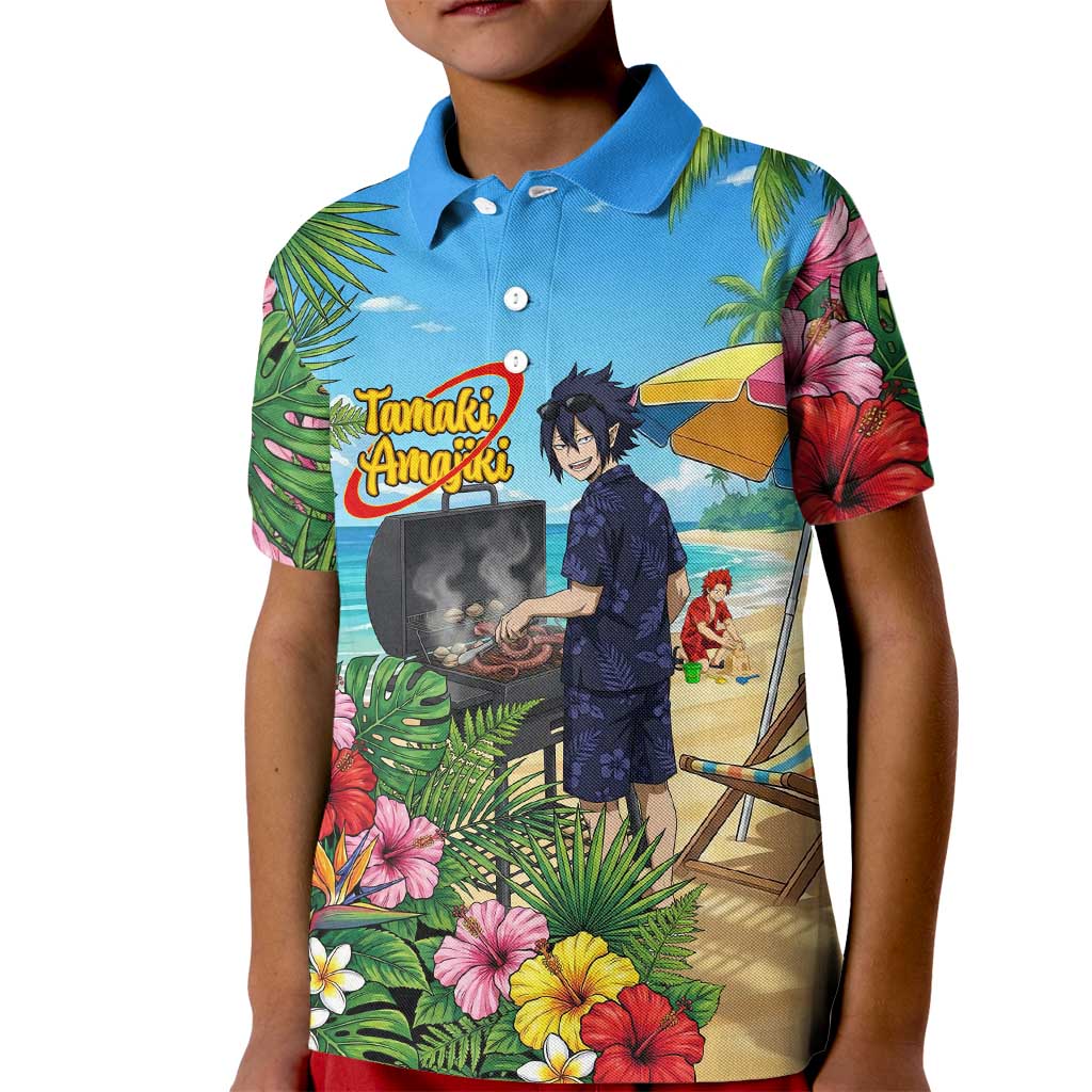 Tamaki Amajiki Summer Chill Kid Polo Shirt Tropical Anime Beach Scene