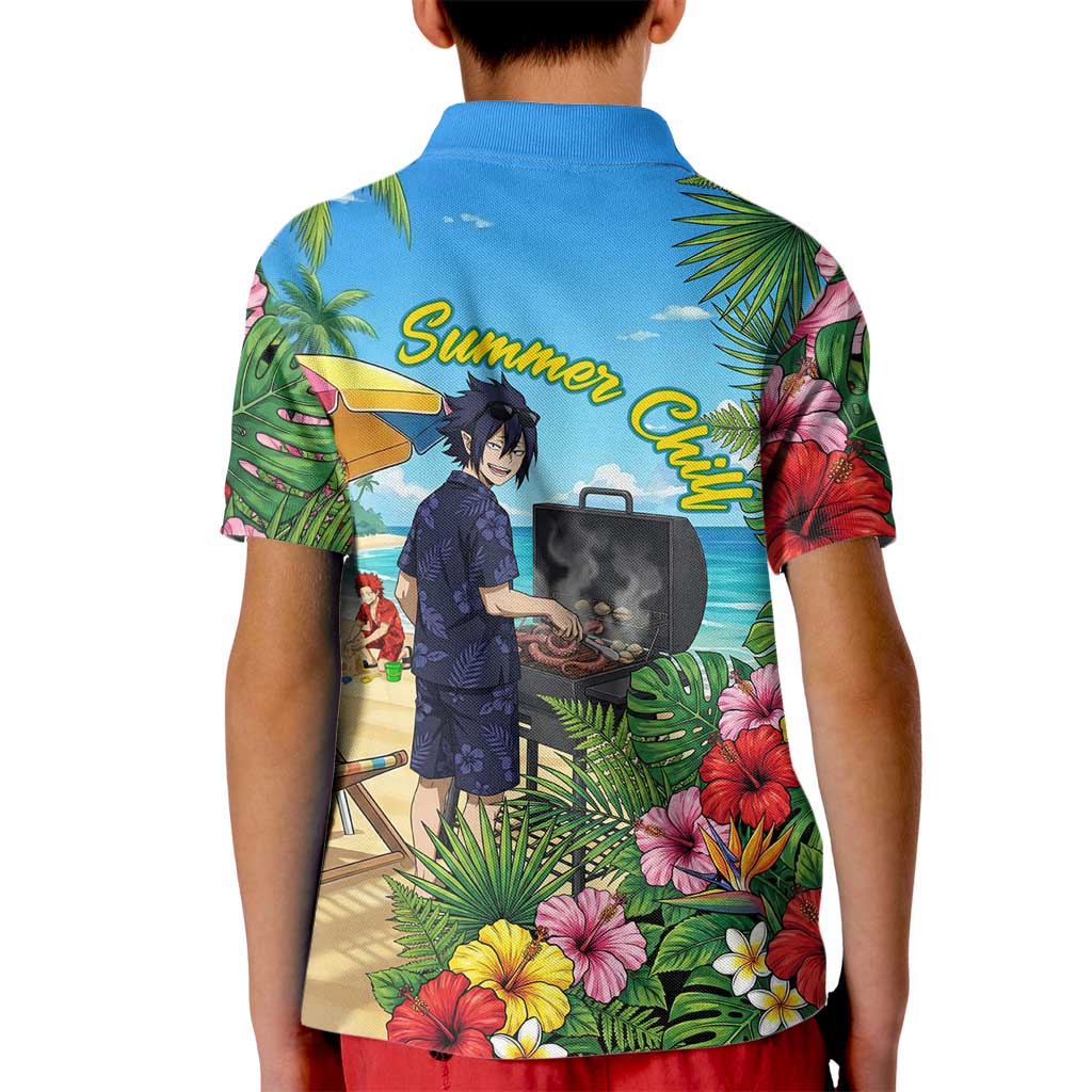 Tamaki Amajiki Summer Chill Kid Polo Shirt Tropical Anime Beach Scene