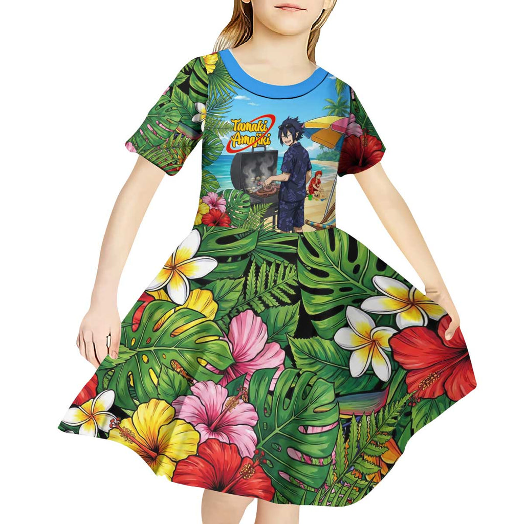 Tamaki Amajiki Summer Chill Kid Short Sleeve Dress Tropical Anime Beach Scene